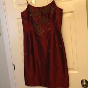 Ann Taylor size 6 Cranberry Silk Chiffon Dress